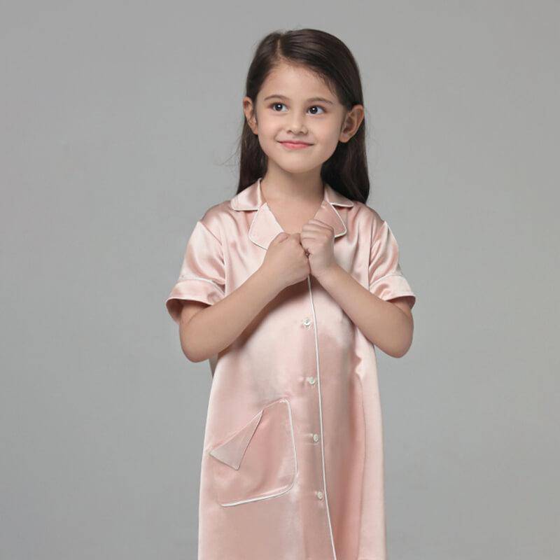 Girls Silk Nightshirt pure Silk Nightshirt Kids Silk Nightwear Soft Green XS