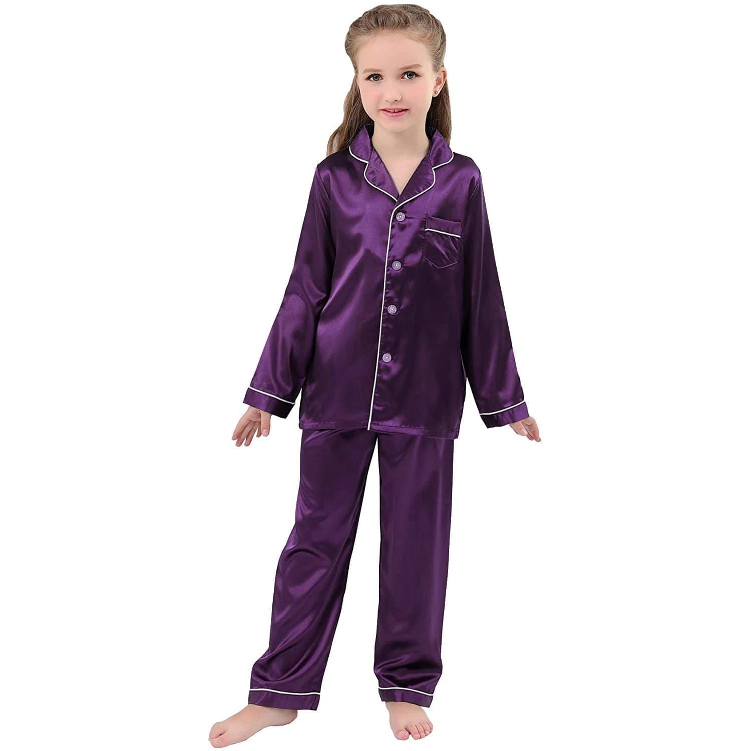 Girls Silk Pajama Set Long Unisex Silk Pajamas For Kids