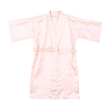 Kids Silk Kimono Silk Robe for Girls Short Sleeve Wrap Robe Pink XS