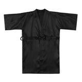 Kids Silk Kimono Silk Robe for Girls Short Sleeve Wrap Robe Black XS