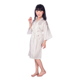 Kids Silk Kimono Silk Robe for Girls Short Sleeve Wrap Robe White XS