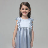 Girls Ruffle Sleeve Silk Nightgown Silk Girl Nightdress Apricot XS