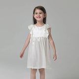 Girls Ruffle Sleeve Silk Nightgown Silk Girl Nightdress White XS