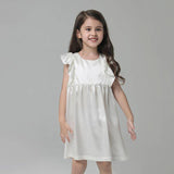 Girls Ruffle Sleeve Silk Nightgown Silk Girl Nightdress White XS