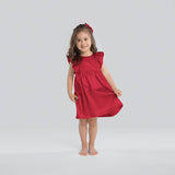 Girls Ruffle Sleeve Silk Nightgown Silk Girl Nightdress Claret XS