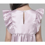 Girls Ruffle Sleeve Silk Nightgown Silk Girl Nightdress Lavender XS