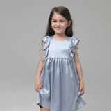 Girls Ruffle Sleeve Silk Nightgown Silk Girl Nightdress Apricot XS