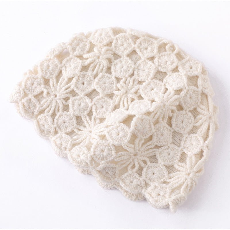 Handcrafted Crochet Knit Cashmere Beanie Inspired Cashmere Lace Beanie Hat Ivory M