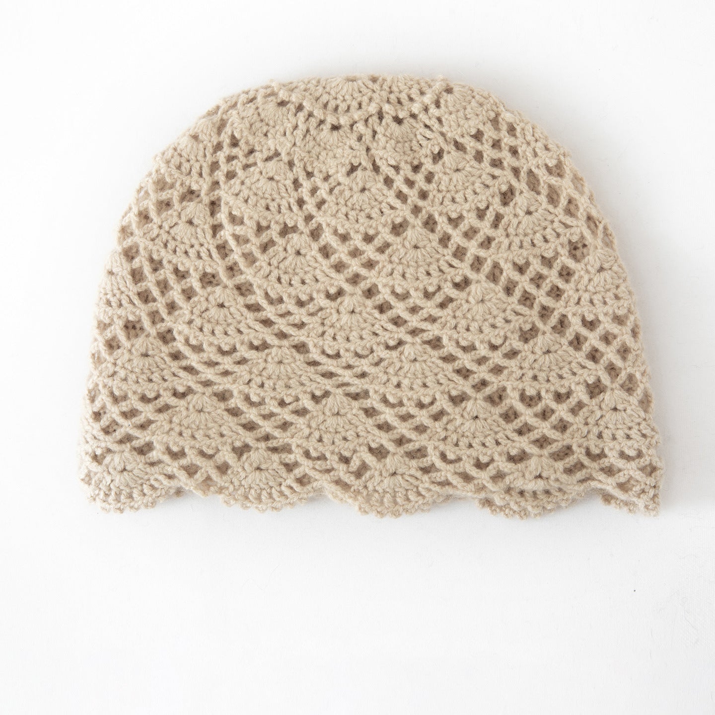 Handmade Crochet Cashmere Beanie for Women Cashmere Knit Hat Beige M