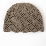 Handmade Crochet Cashmere Beanie for Women Cashmere Knit Hat Taupe M