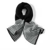 Womens Pure Cashmere Houndstooth Scarf Long Cashmere Shawls Black L