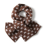 Houndstooth Cashmere Neck Warmer Cashmere Scarf Winter Neck Wrap Brown M