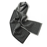 Houndstooth Cashmere Scarf Long Soft Winter Cashmere Scarves Black M