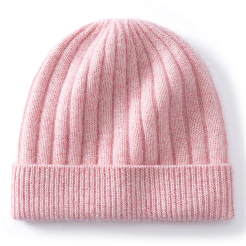 Kids Cashmere Beanie Ribbed Knit Cashmere Hat Multi Colors Cashmere Cuffed Hat Pink S