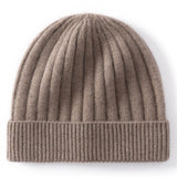 Kids Cashmere Beanie Ribbed Knit Cashmere Hat Multi Colors Cashmere Cuffed Hat Taupe S