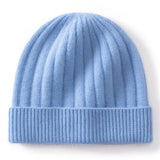 Kids Cashmere Beanie Ribbed Knit Cashmere Hat Multi Colors Cashmere Cuffed Hat Blue S