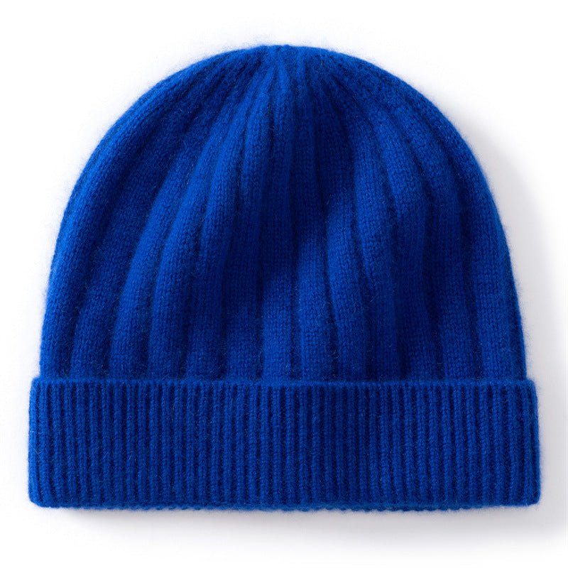 Kids Cashmere Beanie Ribbed Knit Cashmere Hat Multi Colors Cashmere Cuffed Hat Klein Blue S
