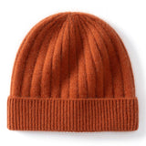 Kids Cashmere Beanie Ribbed Knit Cashmere Hat Multi Colors Cashmere Cuffed Hat Brown S