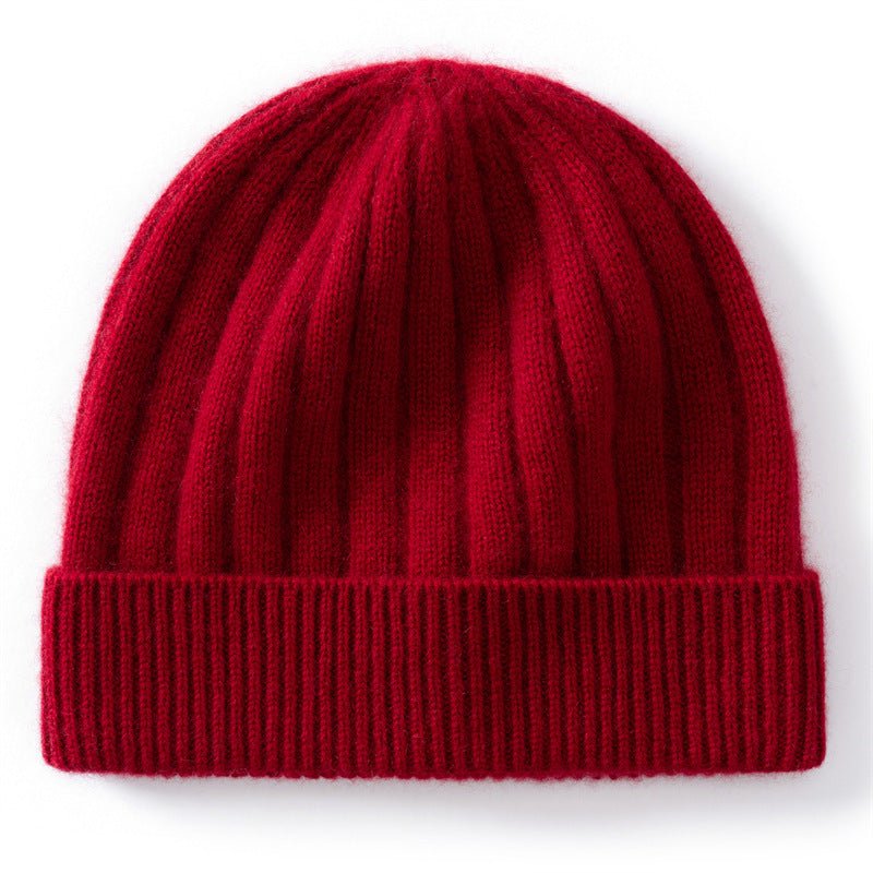 Kids Cashmere Beanie Ribbed Knit Cashmere Hat Multi Colors Cashmere Cuffed Hat Claret S
