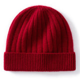 Kids Cashmere Beanie Ribbed Knit Cashmere Hat Multi Colors Cashmere Cuffed Hat Claret S
