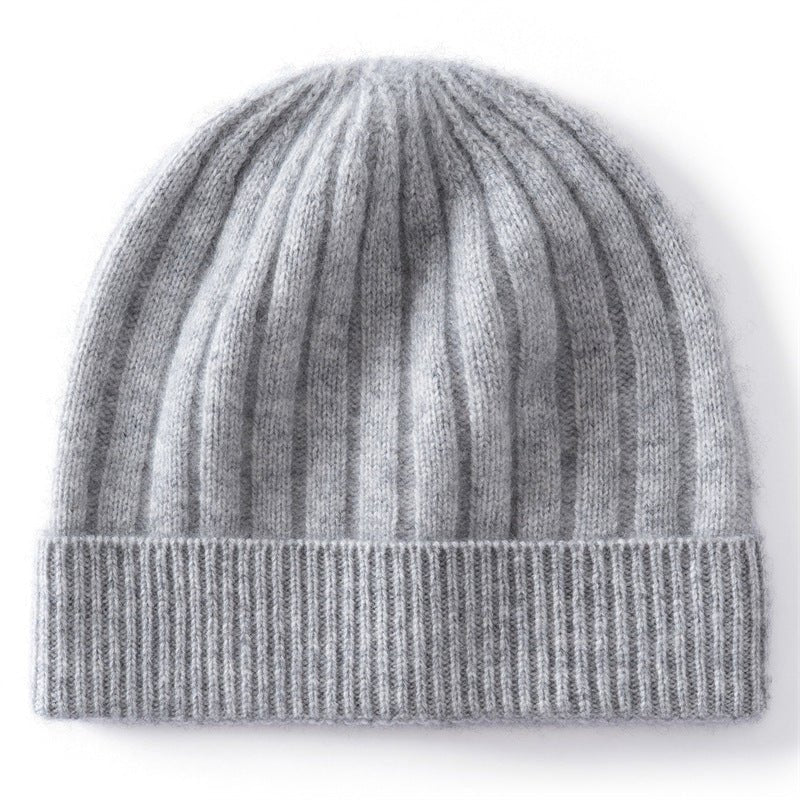 Kids Cashmere Beanie Ribbed Knit Cashmere Hat Multi Colors Cashmere Cuffed Hat Gray S