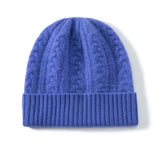 Kids Cable Knit Cashmere Beanie Cashmere Cold - proof Earmuffs Hat Blue S