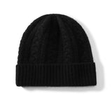 Kids Cable Knit Cashmere Beanie Cashmere Cold - proof Earmuffs Hat Black S