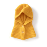 Kids Cashmere Knit Hood Hat Cashmere Balaclava for Boys and Girls Yellow S