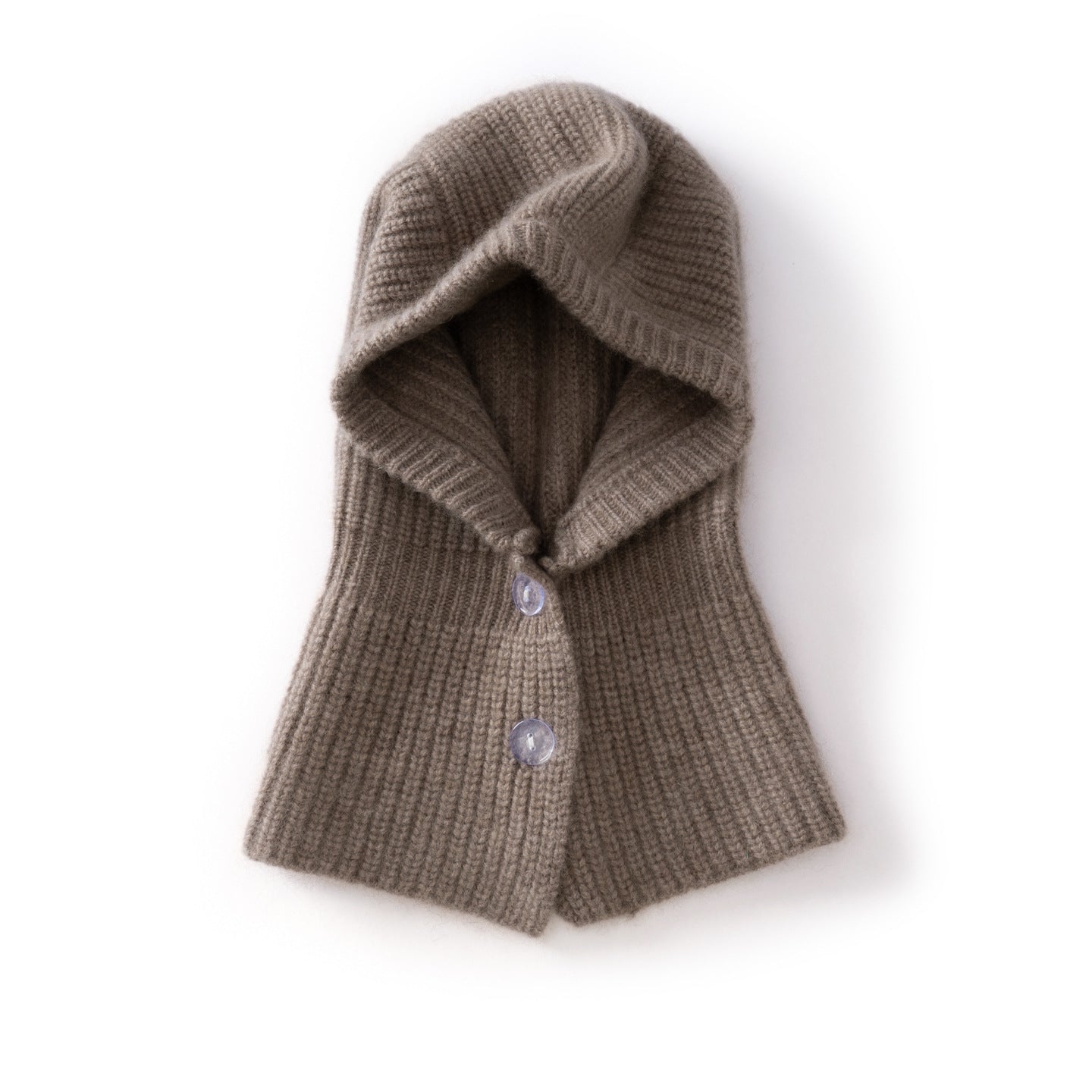 Kids Cashmere Knit Hood Hat Cashmere Balaclava for Boys and Girls Taupe S