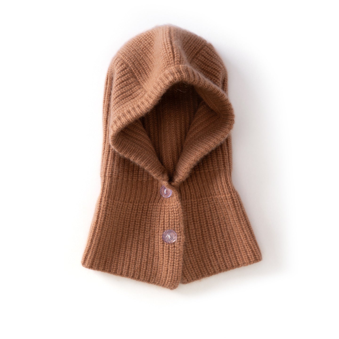 Kids Cashmere Knit Hood Hat Cashmere Balaclava for Boys and Girls Brown S