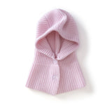 Kids Cashmere Knit Hood Hat Cashmere Balaclava for Boys and Girls Pink S