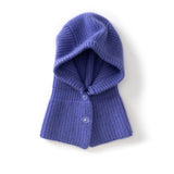 Kids Cashmere Knit Hood Hat Cashmere Balaclava for Boys and Girls Violet S