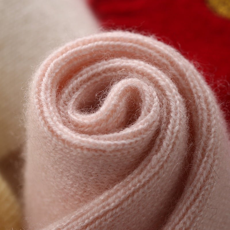 Kids Cashmere Scarf Fruit Embroidered Cashmere Neck Warmer White S