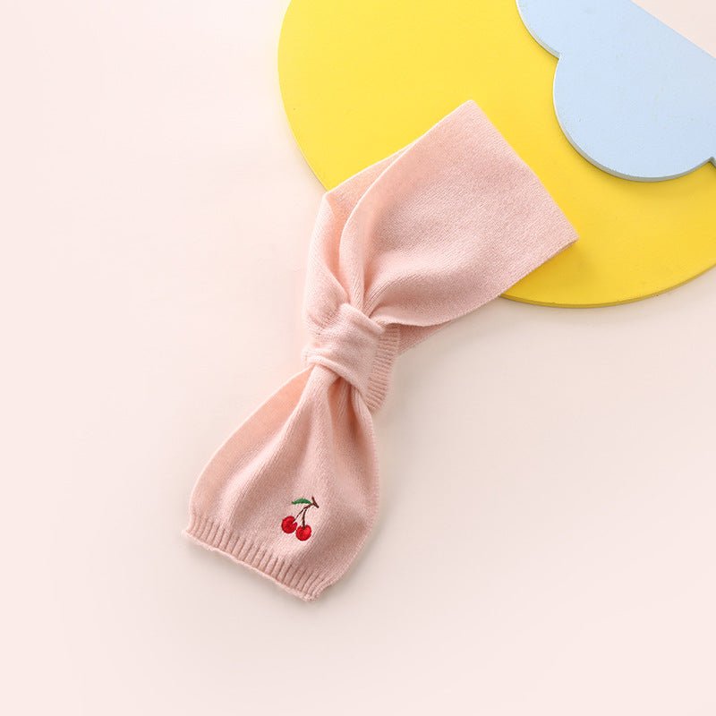 Kids Cashmere Scarf Fruit Embroidered Cashmere Neck Warmer Baby Pink S
