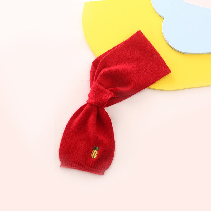 Kids Cashmere Scarf Fruit Embroidered Cashmere Neck Warmer Red S