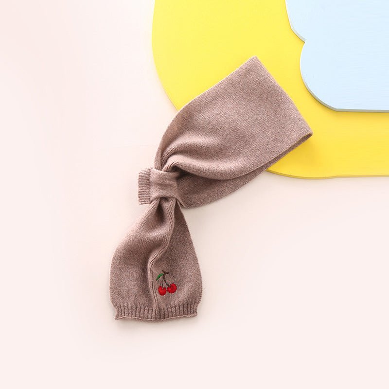 Kids Cashmere Scarf Fruit Embroidered Cashmere Neck Warmer Camel S
