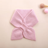 Kids Colorful Knit Cashmere Scarf Bow Knot Cashmere Neck Warmer Baby Pink S