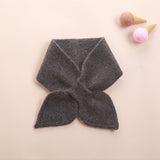 Kids Colorful Knit Cashmere Scarf Bow Knot Cashmere Neck Warmer Dark Grey S