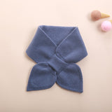 Kids Colorful Knit Cashmere Scarf Bow Knot Cashmere Neck Warmer Dusty Blue S