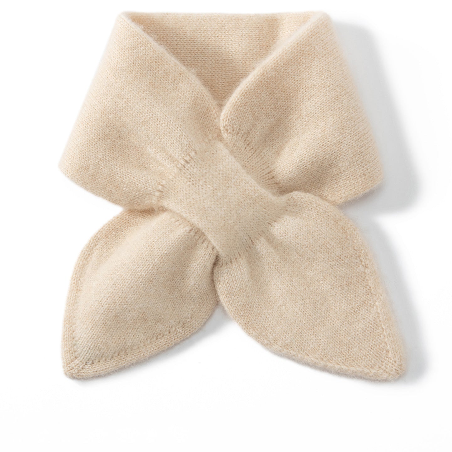 Kids Colorful Knit Cashmere Scarf Bow Knot Cashmere Neck Warmer Beige S