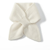 Kids Colorful Knit Cashmere Scarf Bow Knot Cashmere Neck Warmer White S