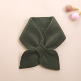 Kids Colorful Knit Cashmere Scarf Bow Knot Cashmere Neck Warmer Green S