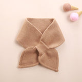 Kids Colorful Knit Cashmere Scarf Bow Knot Cashmere Neck Warmer Camel S