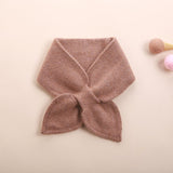 Kids Colorful Knit Cashmere Scarf Bow Knot Cashmere Neck Warmer Mocha Brown S