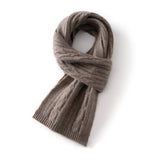 Kids Colorful Knit Cashmere Scarf Pure Cashmere Cable Scarf with Ribbed Ends Taupe S