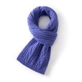 Kids Colorful Knit Cashmere Scarf Pure Cashmere Cable Scarf with Ribbed Ends Periwinkle S