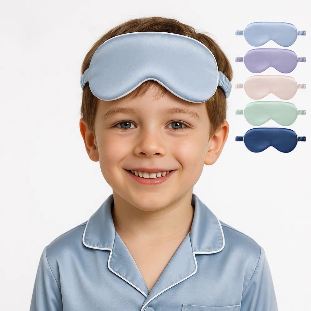 Kids Pure Silk Eye Mask Trim Silk Sleep Eye Mask for Baby Toddler Sky Blue XS