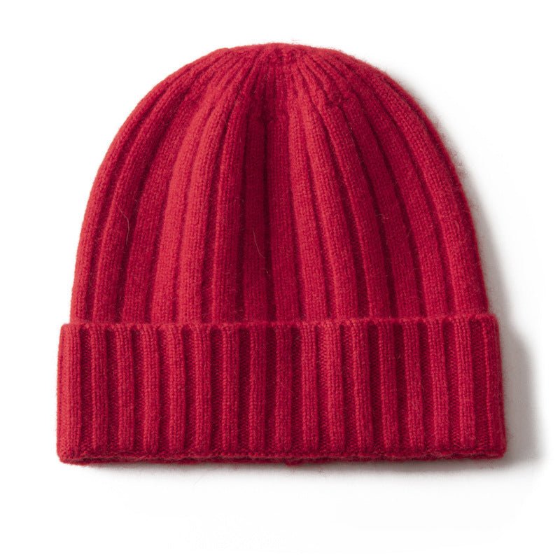 Kids Ribbed Cashmere Beanie Hat Fold Over Pure Cashmere Beanie Multi Colors Red S