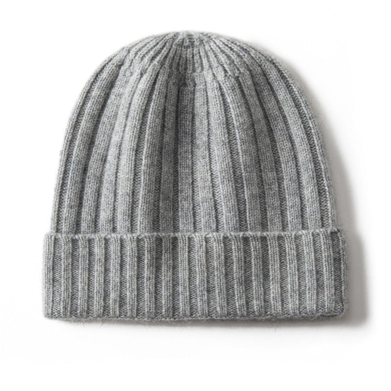 Kids Ribbed Cashmere Beanie Hat Fold Over Pure Cashmere Beanie Multi Colors Grey S