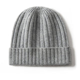 Kids Ribbed Cashmere Beanie Hat Fold Over Pure Cashmere Beanie Multi Colors Grey S